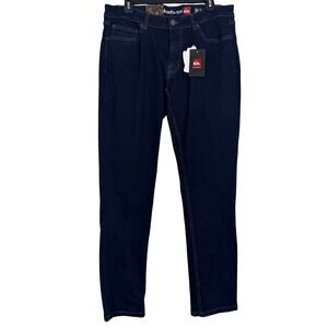 Quiksilver Mens Slim Fit Dark Wash Indigo Stretch Denim Jeans 36x32 NWT